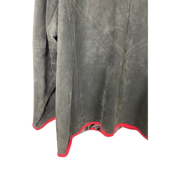 Womens Suede Jacket Black Red Floral Medium Linea by Louis Dell’Olio - Picture 10 of 12